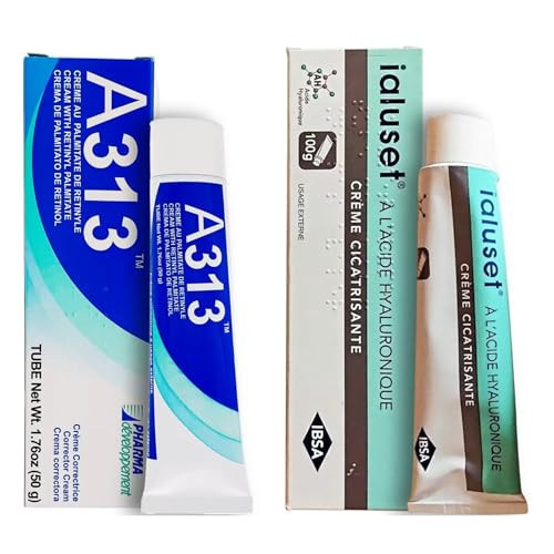 A313 Retinol Cream + Ialuset Hyaluronic Acid Cream Bundle – French Pharmacy Anti-Aging Skincare Duo for Wrinkles, Hydration, Collagen Support, Acne, and Radiant Skin – Vitamin A & HA Night Cream Set | Amazon (US)