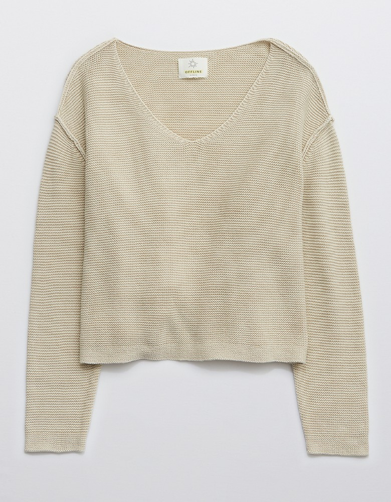 OFFLINE V Neck Cropped Sweater | American Eagle Outfitters (US & CA)