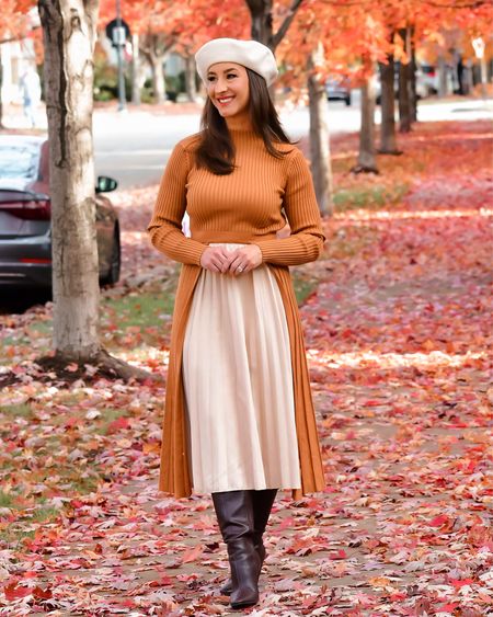 Chasing the Fall leaves. This ribbed sweater dress with a contrasting pleated skirt is giving me all the pumpkin spice feels for Fall. 



#LTKSeasonal #LTKHoliday
