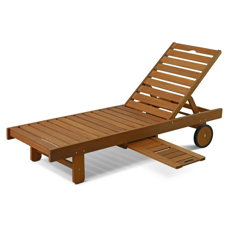 Furinno  Tioman Outdoor Hardwood Sun Lounger with Tray - Walmart.com | Walmart (US)