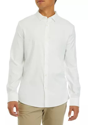 Perry Ellis Men's Solid Long Sleeve Button Down Shirt, White, Large | Belk