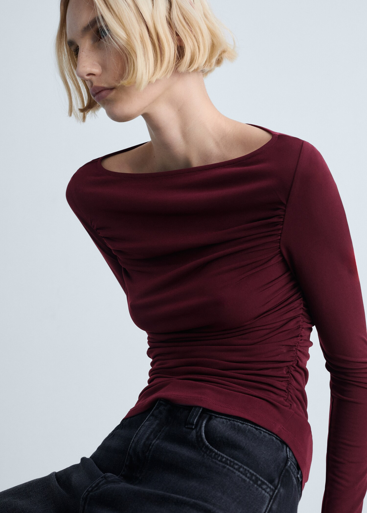 Slim fit draped t-shirt - Women | MANGO USA | Mango (US/MX/AU)