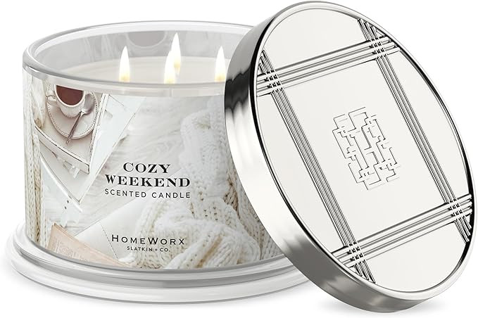 Premium Scented 18oz Candle - HomeWorx by Slatkin & Co - Cozy Weekend - 4 Wicks - Long-Lasting Ja... | Amazon (US)