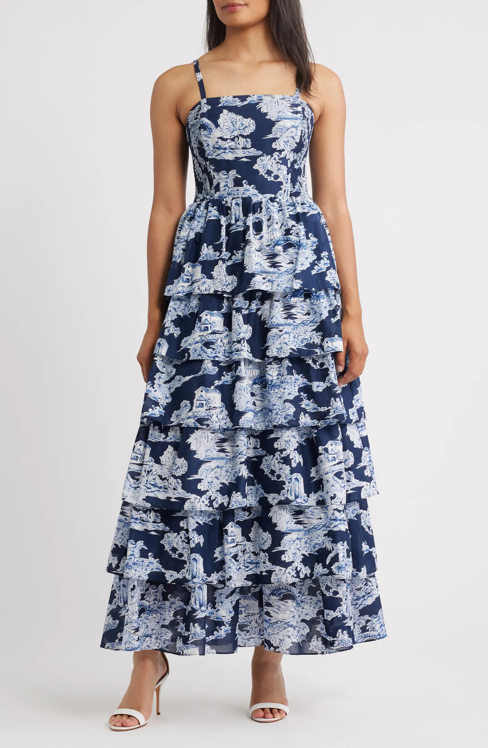 Eliza J Mixed Print Tiered Cotton Maxi Dress | Nordstrom | Nordstrom