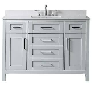 Riverdale 48 in. W x 21 in. D Vanity in Dove Grey with a Cultured Marble Vanity Top in White with... | The Home Depot