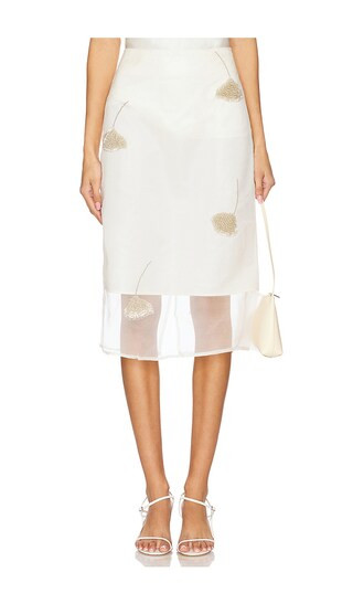 Embellished Tulip Organza Skirt in Off White | Revolve Clothing (Global)