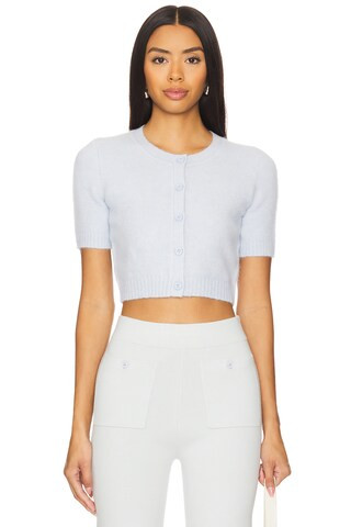Short Sleeve Crop Cardigan in Sky Mix | Revolve Clothing (Global)
