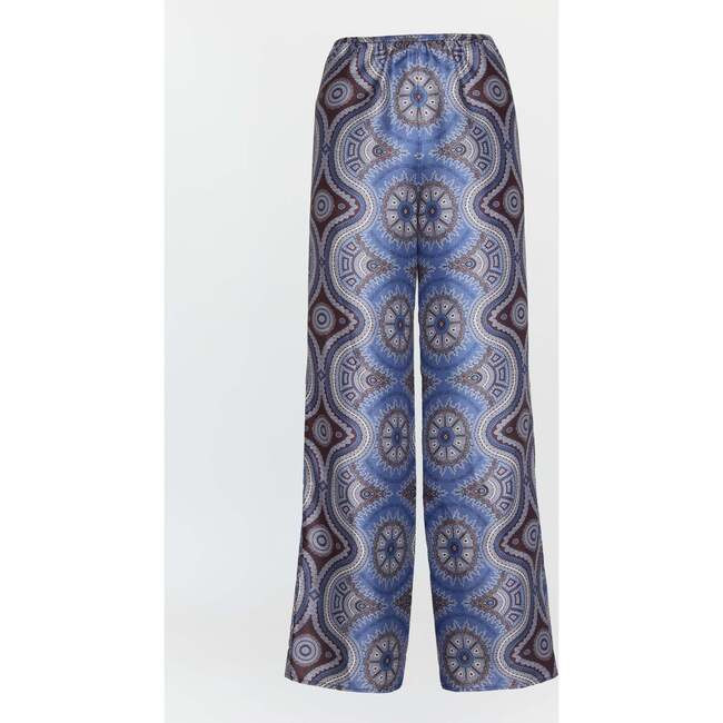 Hill House Home | The Taylor Pant, | Silk (Brown Cobalt Medallion, Size Medium) | Maisonette | Maisonette