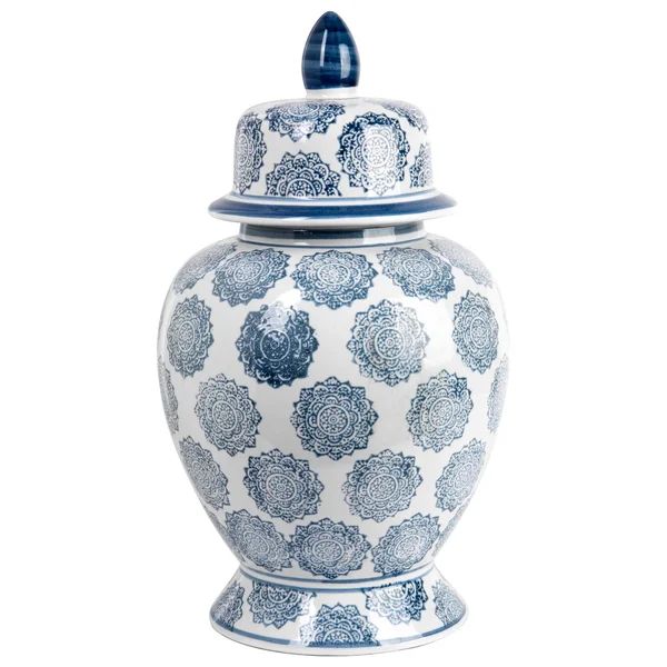 Crys Blue/White 14'' Ceramic Ginger Jar | Wayfair North America