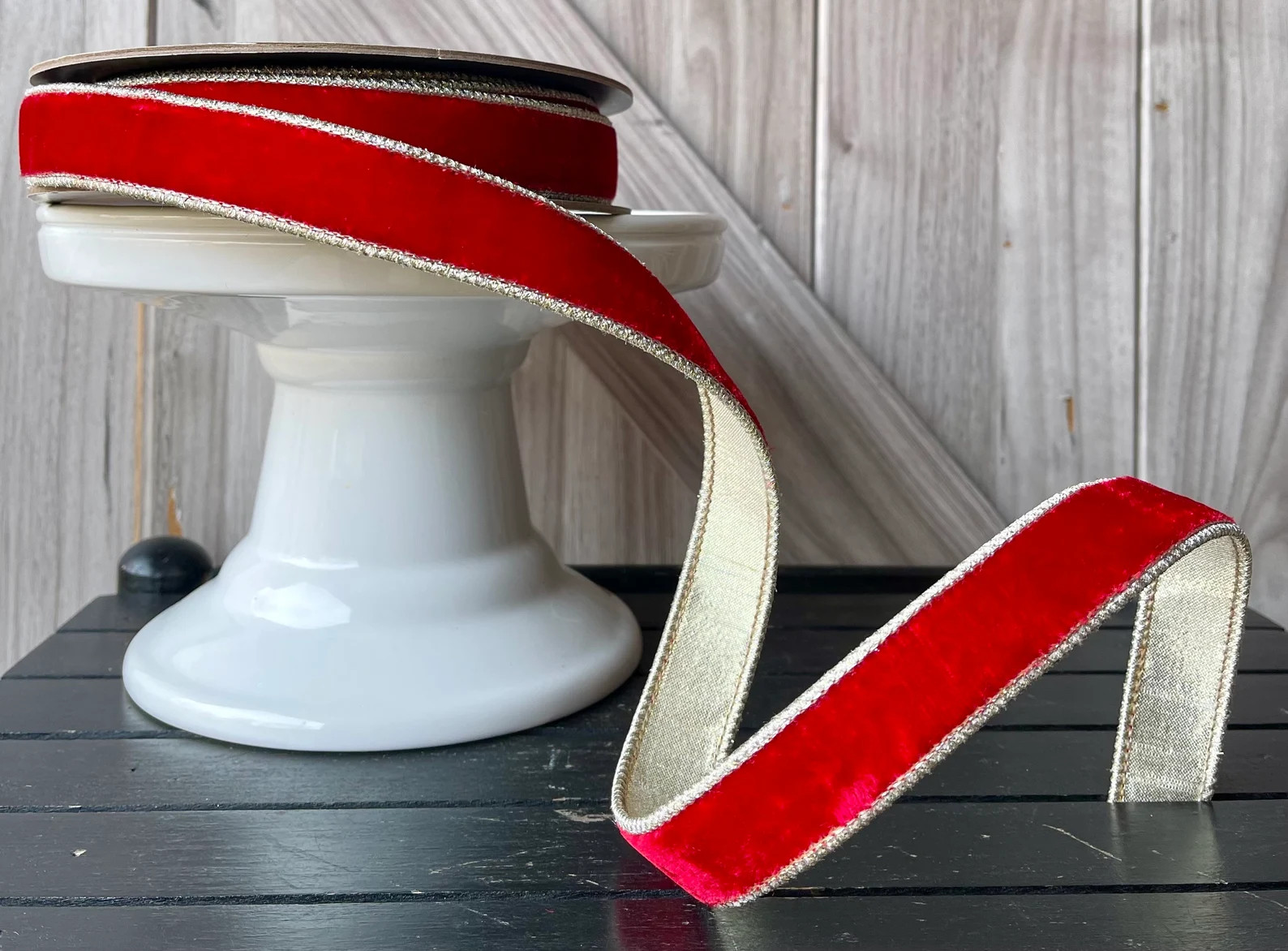 D Stevens, 10 Yards, 1 Inch Wired Ribbon, Red Velvet Ribbon, Red Ribbon, Velvet Ribbon, Platinum ... | Etsy (US)