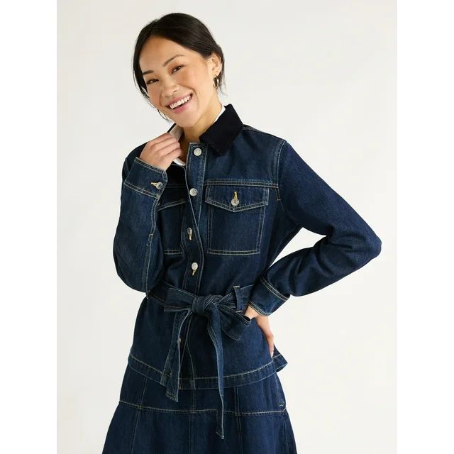 Free Assembly Women's Belted Cotton Utility Jacket, Sizes XS-XXL | Walmart (US)