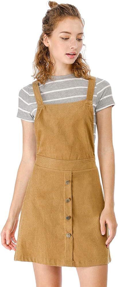 Women's Corduroy Straps A-line Pinafore Bib Overall Dress | Amazon (US)