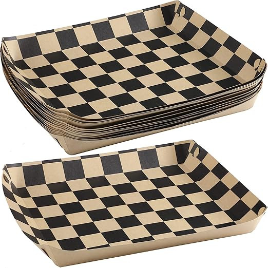 30 Pcs Checkered Paper Food Trays Disposable Cardboard Trays Paper Food Boats Race Car Birthday C... | Amazon (US)
