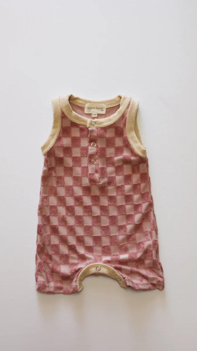 Rose Checkerboard | Terry Tank Romper | Forever French