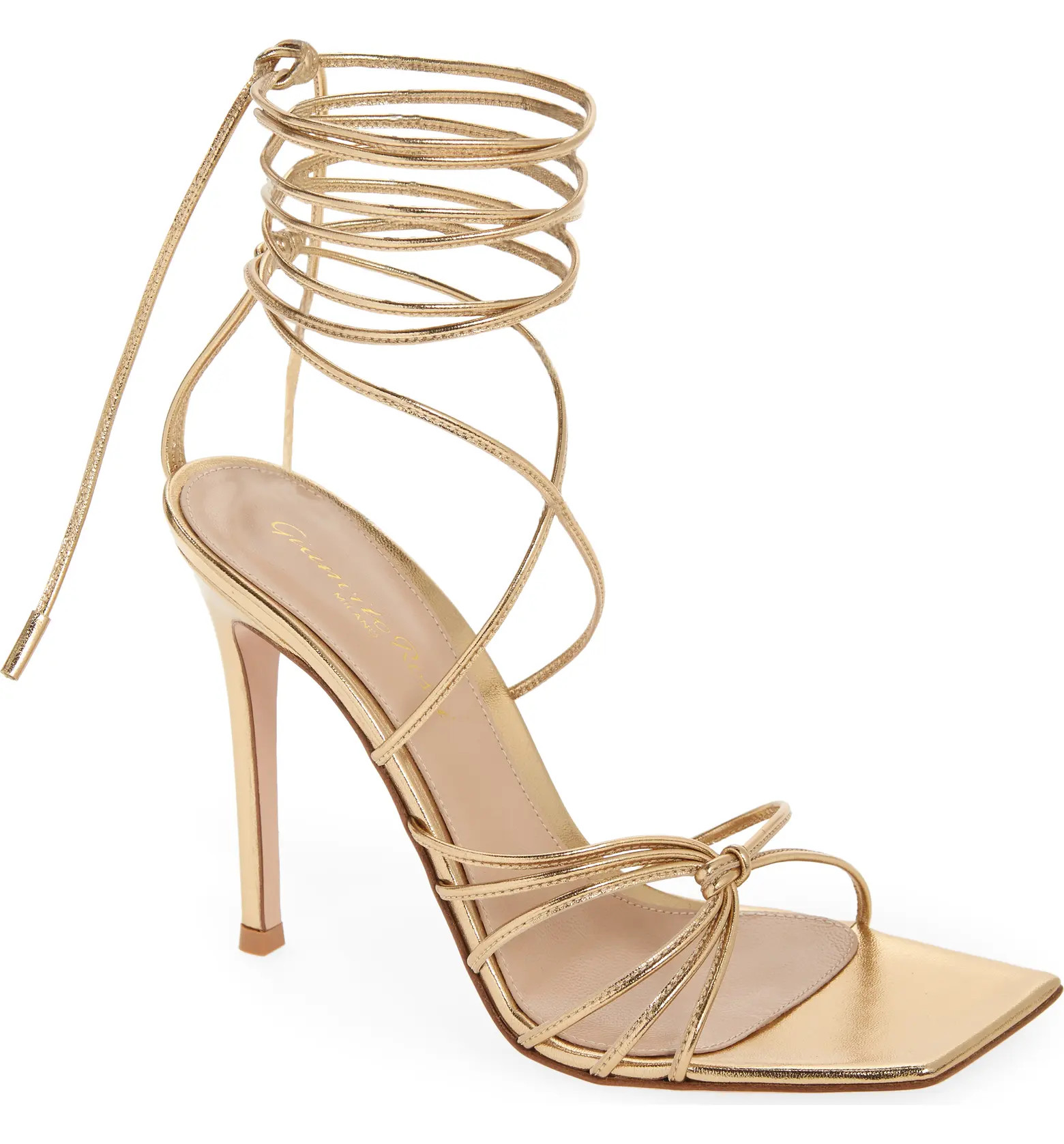 Gianvito Rossi Metallic Ankle Tie Sandal | Nordstrom | Nordstrom