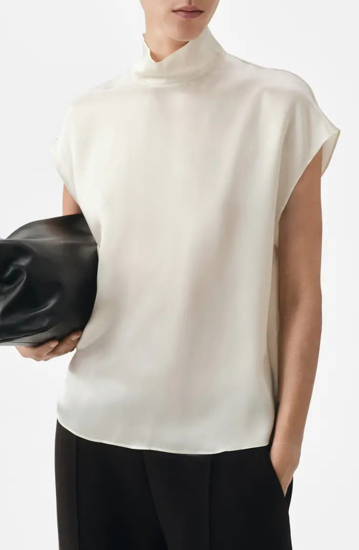 Selection Mock Neck Silk Satin Top | Nordstrom