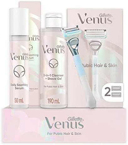 Gillette Venus For Pubic Hair And Skin Womens Shaving Kit, 1 Venus Handle, 2 Razor Blade Refills,... | Amazon (US)