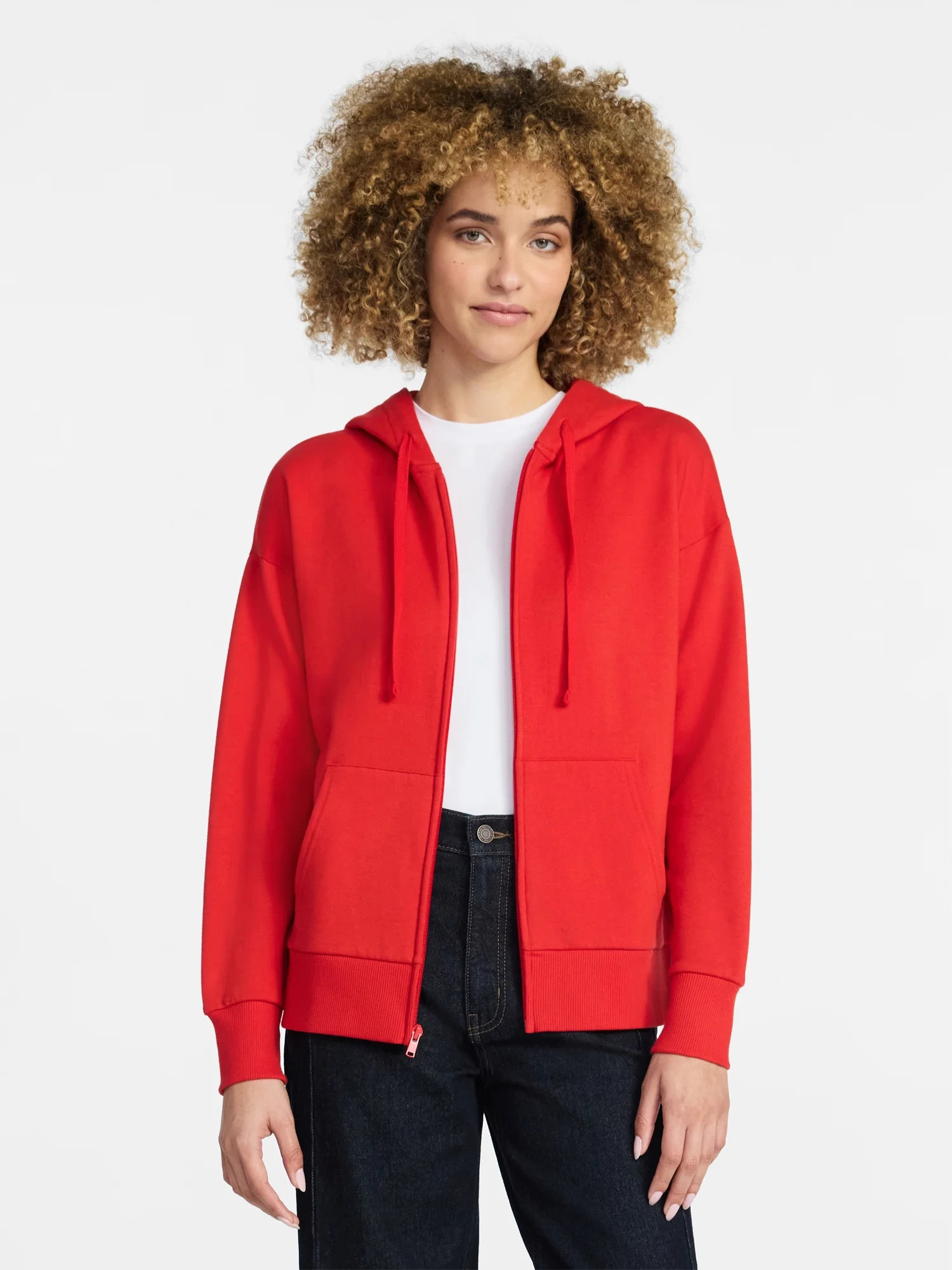 Time and Tru Women's and Women’s Plus Zip Front Fleece Hoodie Jacket, Sizes XS-4X | Walmart (US)