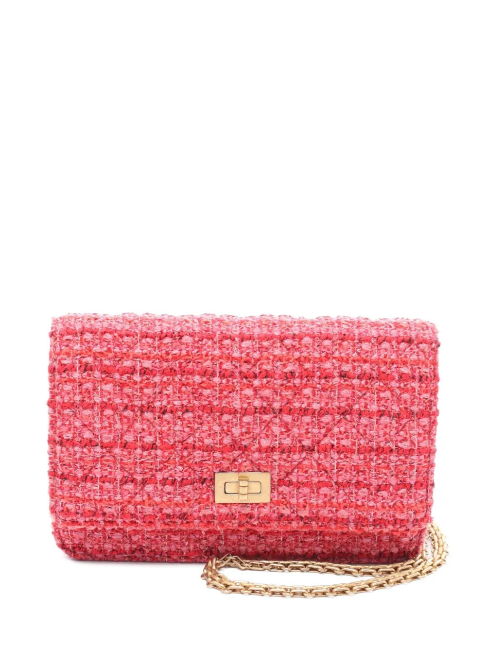 CHANEL Pre-Owned 2019 2.55 matelassé chain wallet - Red | Farfetch Global