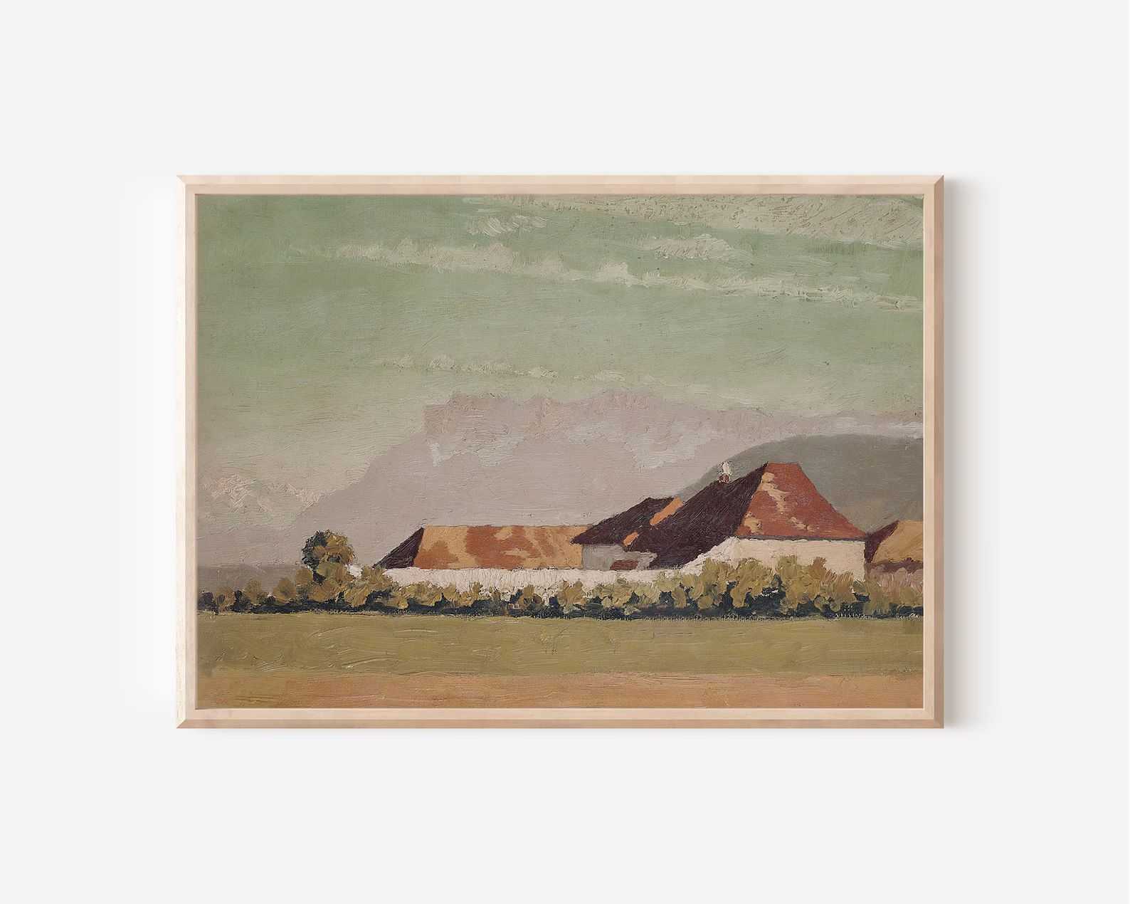 Vintage Ranch Landscape Oil Painting Modern Montana Mountains Printable Wall Art Big Sky Country ... | Etsy (US)
