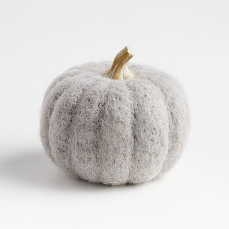 Medium Light Grey Felt Pumpkin + Reviews | Crate and Barrel | Crate & Barrel