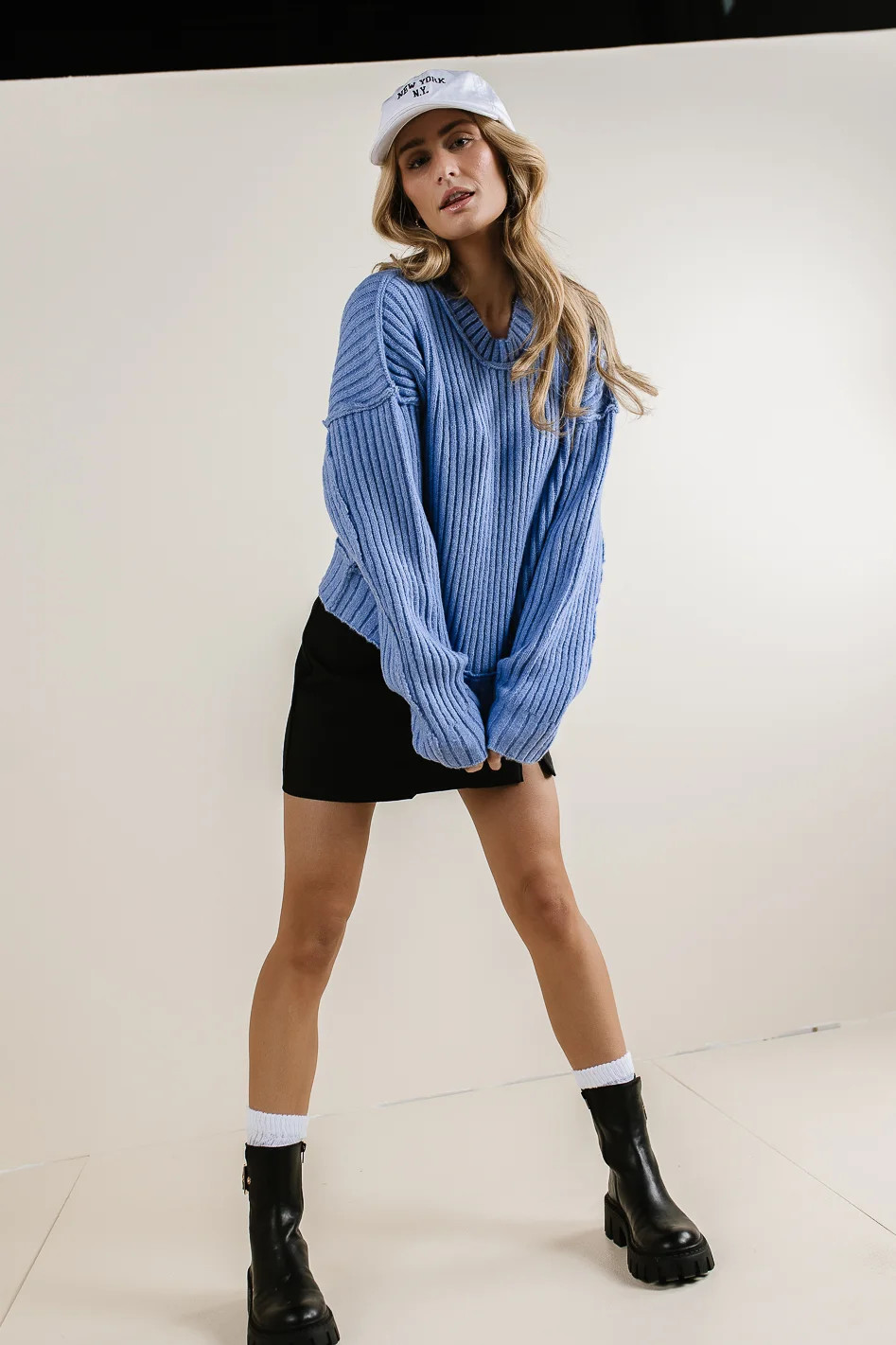 Daniela Ribbed Sweater in Blue | Böhme US