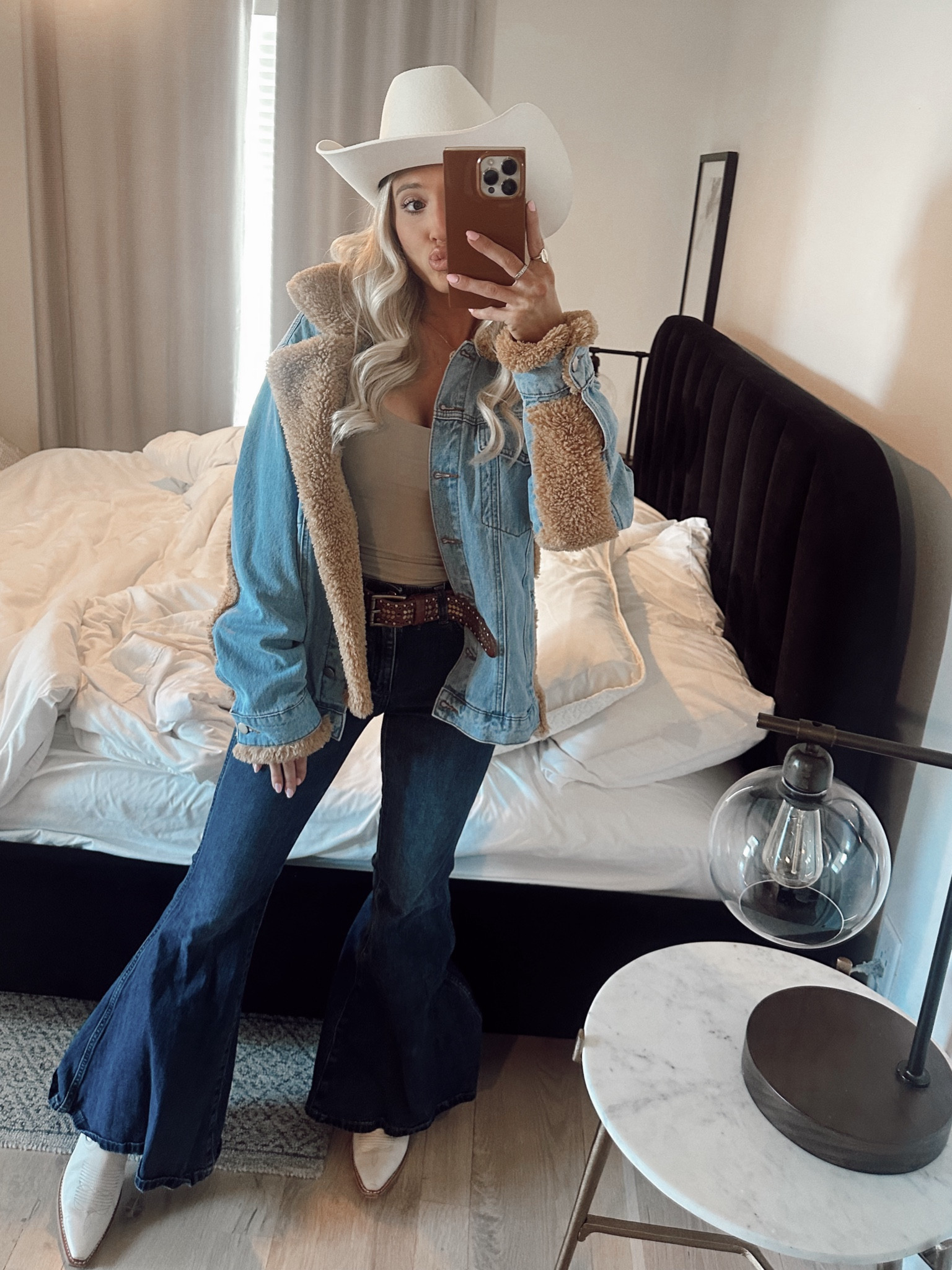 denim sherpa jacket with my Lainey Wilson bell bottom jeans I love! Linked them from a few places! They did carry them at rural king! 

#LTKU #LTKStyleTip #LTKFindsUnder100