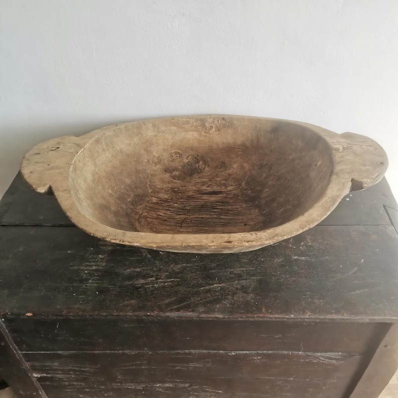 A Stunning Large Solid Vintage Antique Hungarian Wooden Round Dough Bowl, Farmhouse Decor, Primit... | Etsy (US)