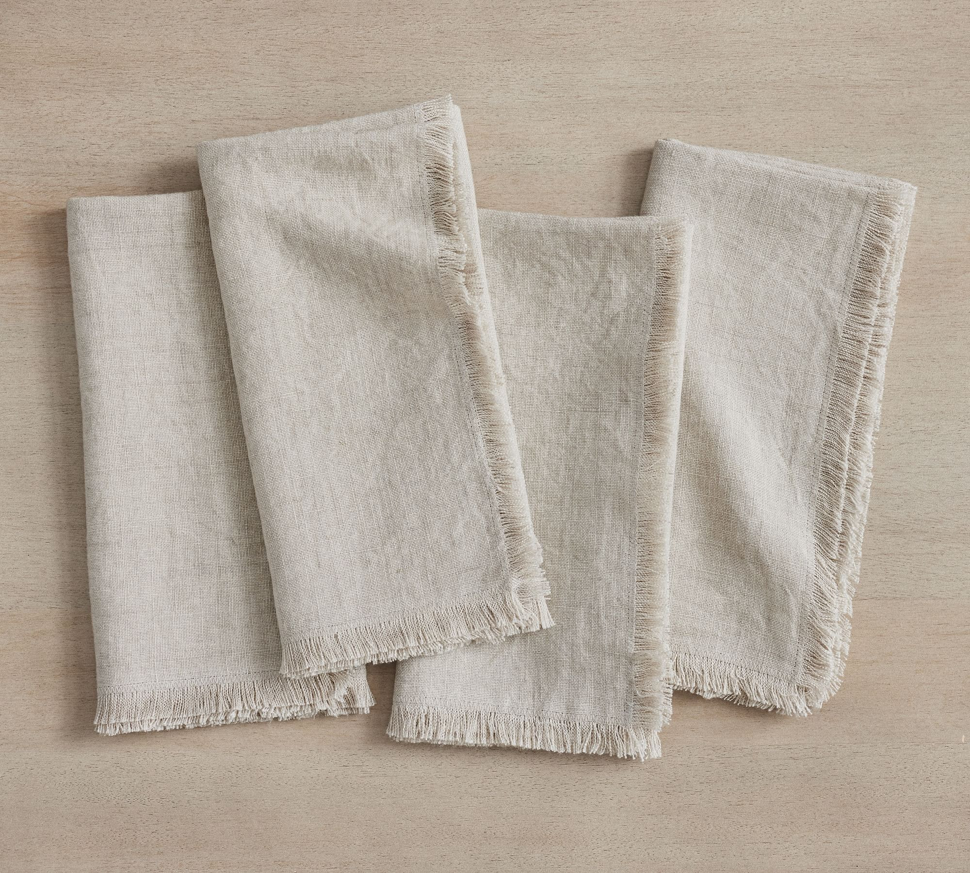 Frayed Oversized Linen Napkins - Set of 4 | Pottery Barn (US)