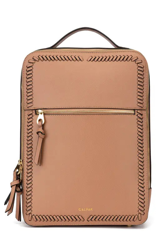 CALPAK Kaya Faux Leather Laptop Backpack in Caramel at Nordstrom | Nordstrom
