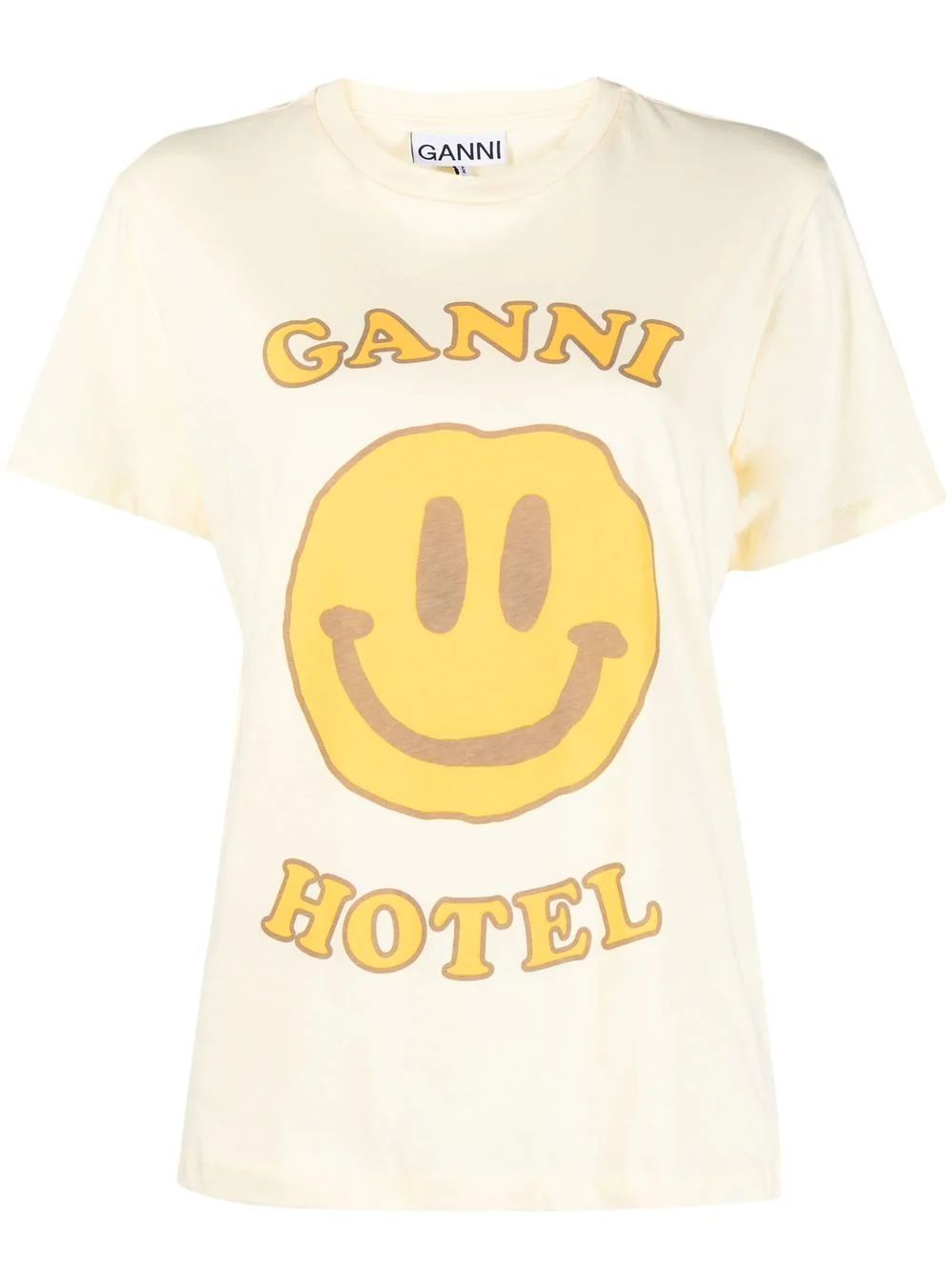 GANNI smile-print Cotton T-shirt - Farfetch | Farfetch Global