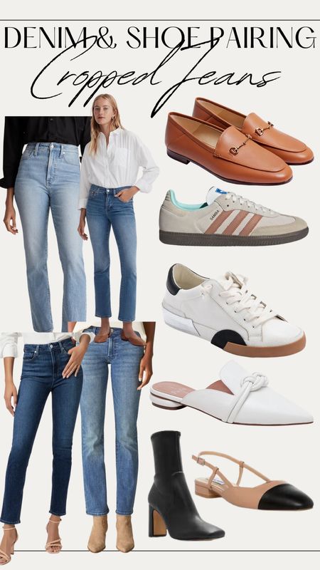 Denim and shoe pairing; what shoes to wear with cropped jeans, sneakers, mules, mid calf boots, sling backs #falloutfits #fallshoes #fallboots #sneakers #fall2023shoes 

#LTKsalealert #LTKshoecrush #LTKstyletip
