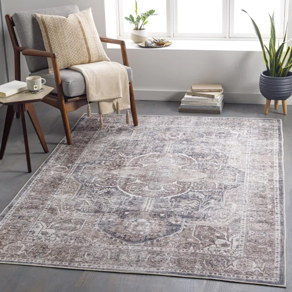 Glendale Heights Machine Woven Performance Gray/Light Brown Rug | Wayfair North America