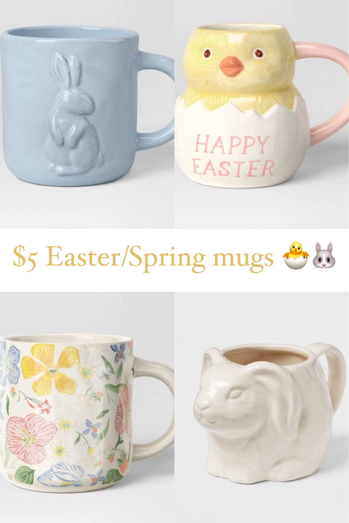 Target $5 Waster/Spring coffee mugs 🐣🐰


#LTKSeasonal #LTKSpringSale #LTKhome