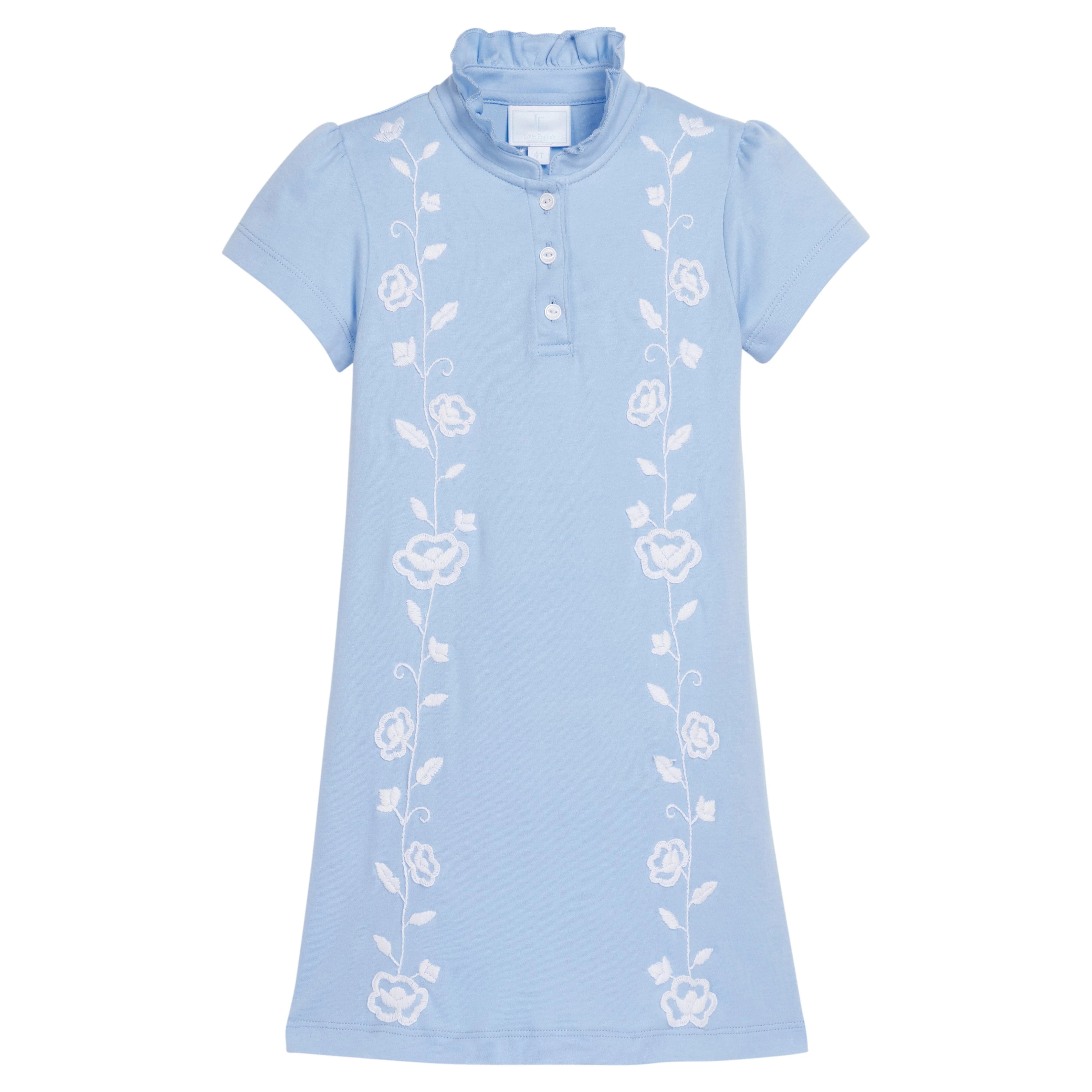 Embroidered Hastings Polo Dress - Light Blue | Little English