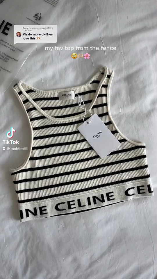 Celine Stripes Crop Top, Women's Fashion, Tops, Sleeveless on