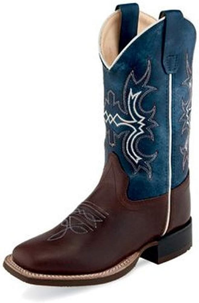 Old West Brown/Wipe Out Blue Youth Boys Leather Cowboy Boots | Amazon (US)