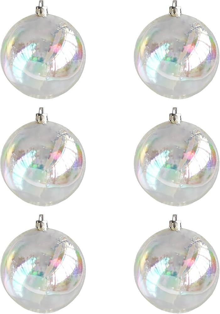 MSUIINT 6 Pcs Transparent Round Christmas Balls Ornaments, 4 cm/1.57 in Plastic Ornaments Ball, I... | Amazon (US)