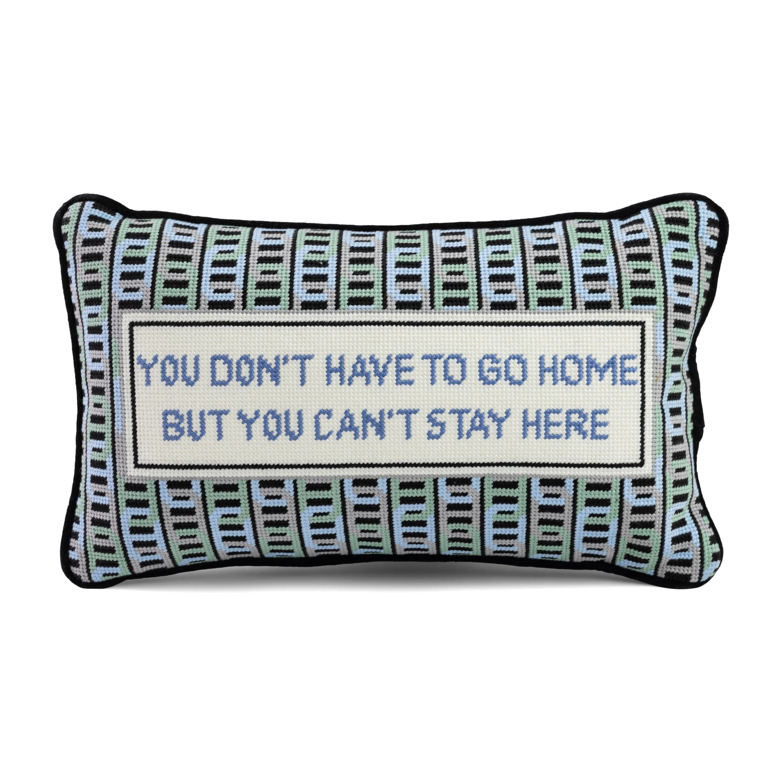 FURBISH Needlepoint Decorative Throw Pillow - Can't Stay Here - 9"x15" - Small Embroidered Design... | Amazon (US)