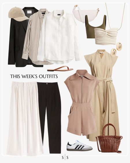 This week’s outfits: a preview of all I’ll be styling the first week in June. View the entire calendar on thesarahstories.com ✨

Black blazer, button up shirts, linen, wrap dress, jumpsuit, linen pant, sweater twist knot sleeveless top, basket tote, thong flip flop sandals, Adidas Samba

#LTKStyleTip
