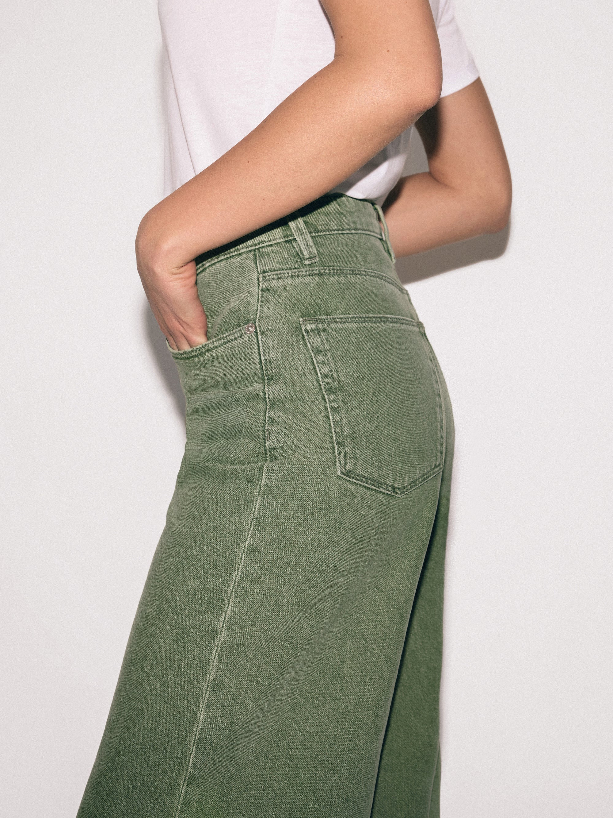 Finn Wide Leg Jean | Washed Green | Jigsaw (UK)