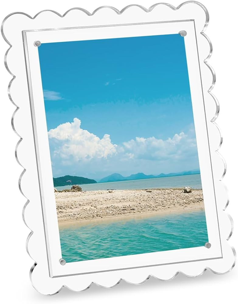 Acrylic Frame 5x7 Acrylic Magnetic Picture Frames Scalloped Picture Frame with Dual Kickstand Hol... | Amazon (US)