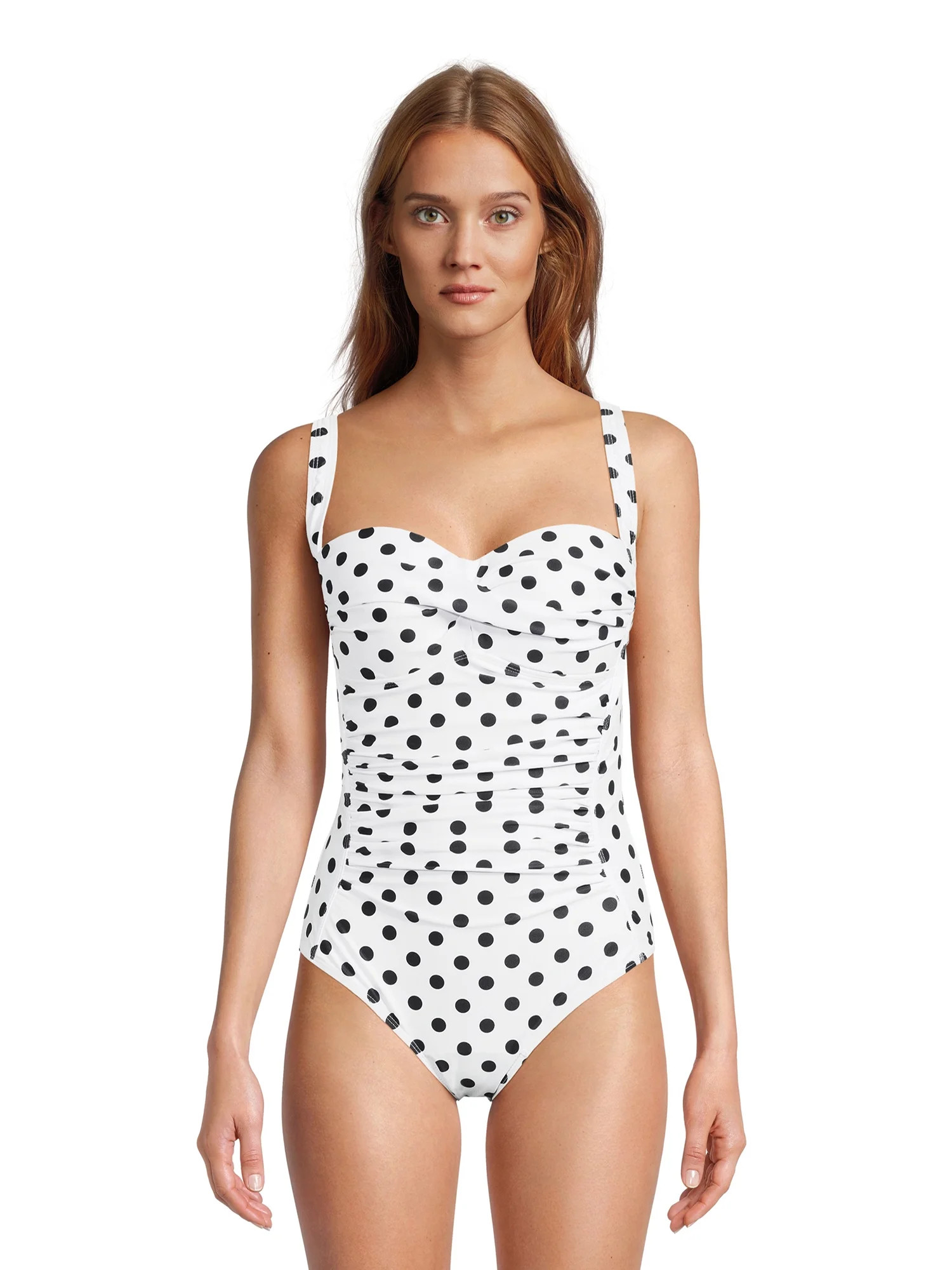 Nicole Miller Women's One Piece Polka Dot Bandeau Swimsuit | Walmart (US)