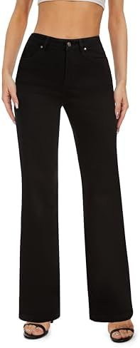 FLYING BANANA Women's High Waisted Wide Leg Baggy Stretch Denim Jeans | Amazon (US)