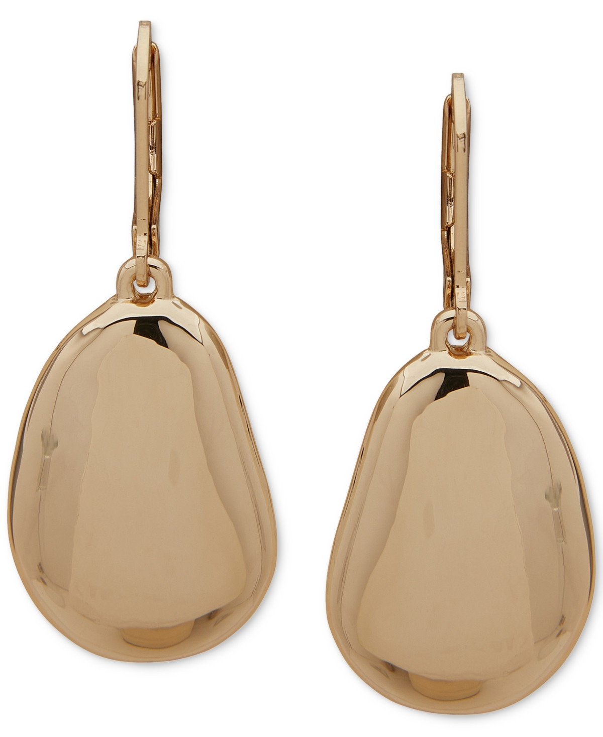 Anne Klein Gold-Tone Large Puffy Pebble Drop Earrings - Gold | Macy's
