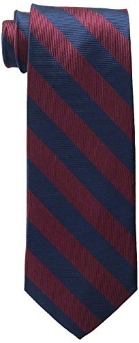 Bruno Piattelli Men's Club Stripe Silk Tie, Navy/Burgundy, One Size | Amazon (US)