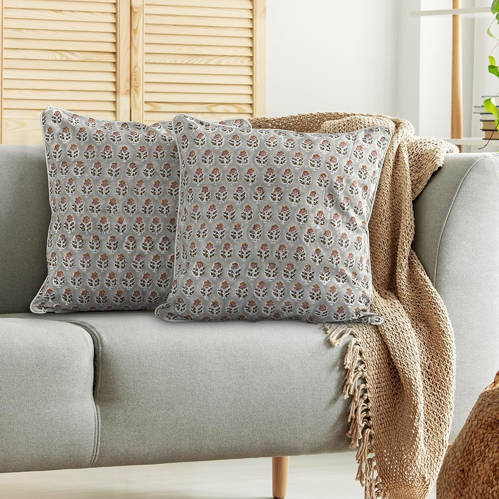 CPC Throw Pillow Covers for Couch, 20x20 Decorative Couch Pillows for Living Room, 100% Cotton Bo... | Amazon (US)