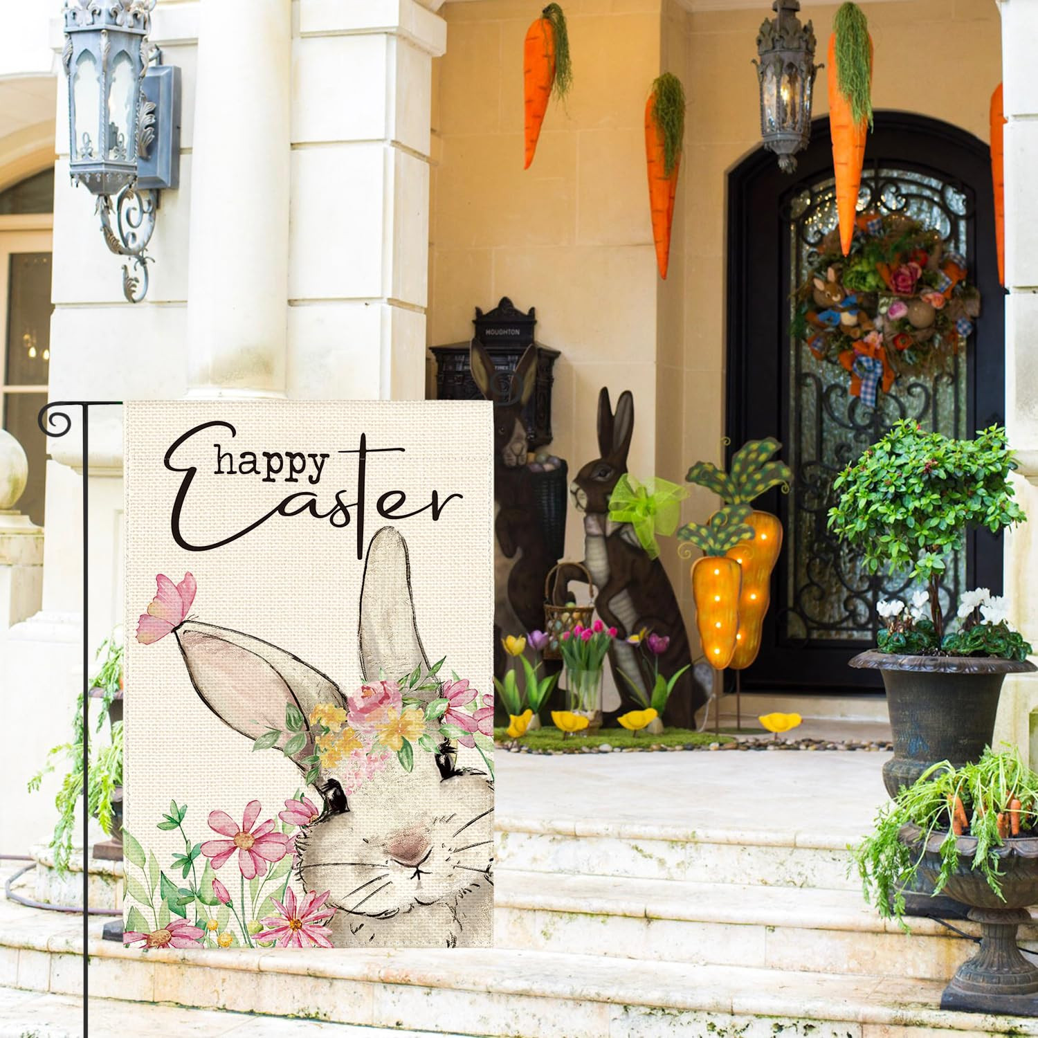 AVOIN colorlife Happy Easter Garden Flag 12x18 Inch Double Sided Outside, Floral Rabbit Pascha Ya... | Amazon (US)