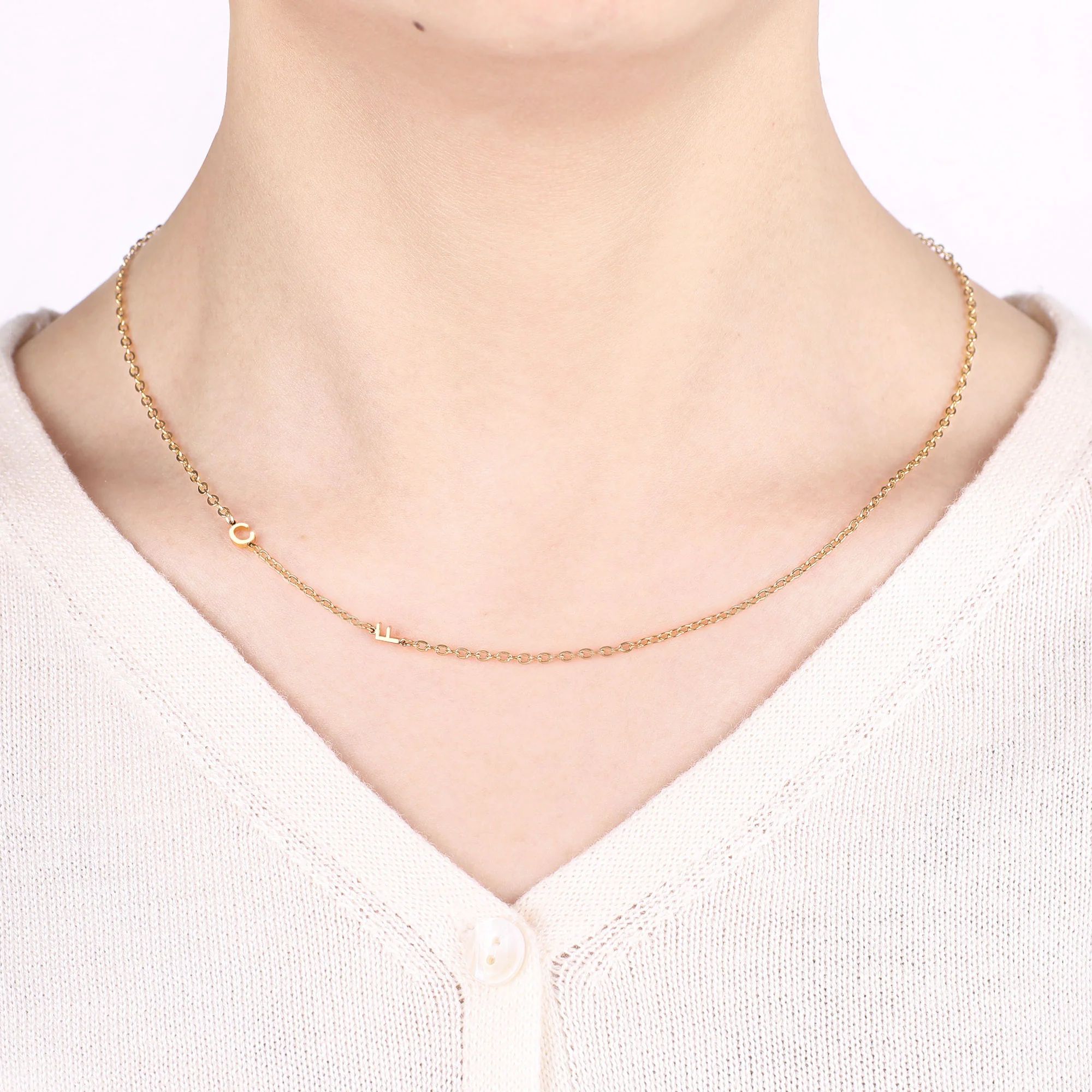Sideways Initials Necklace | Mint & Lily
