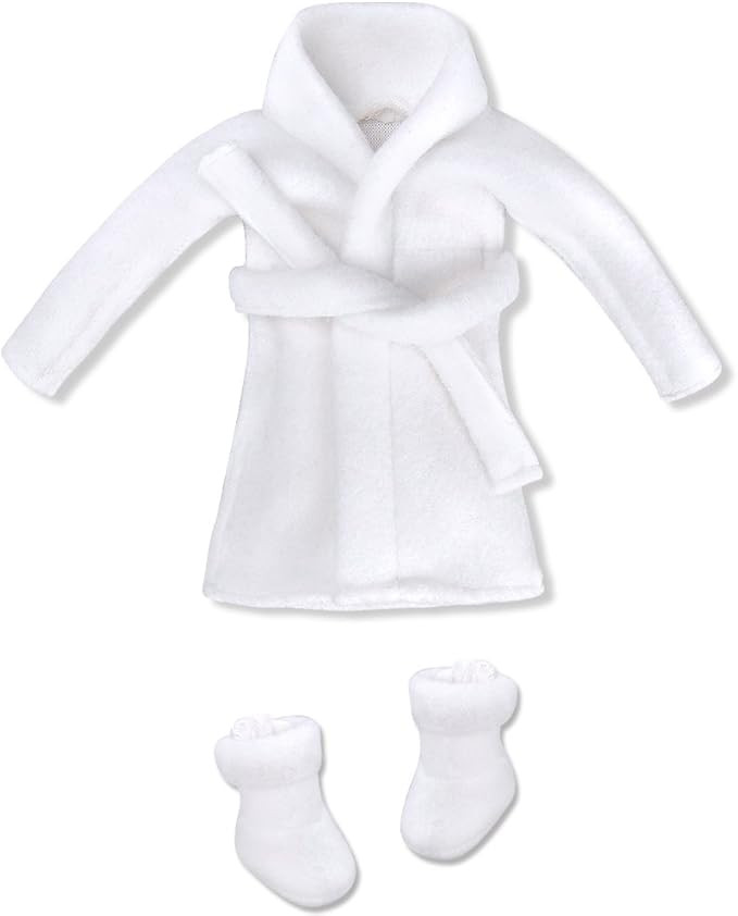 E-TING Santa Clothing Bathrobe Christmas Accessories for elf Doll (White Bathrobe) | Amazon (US)